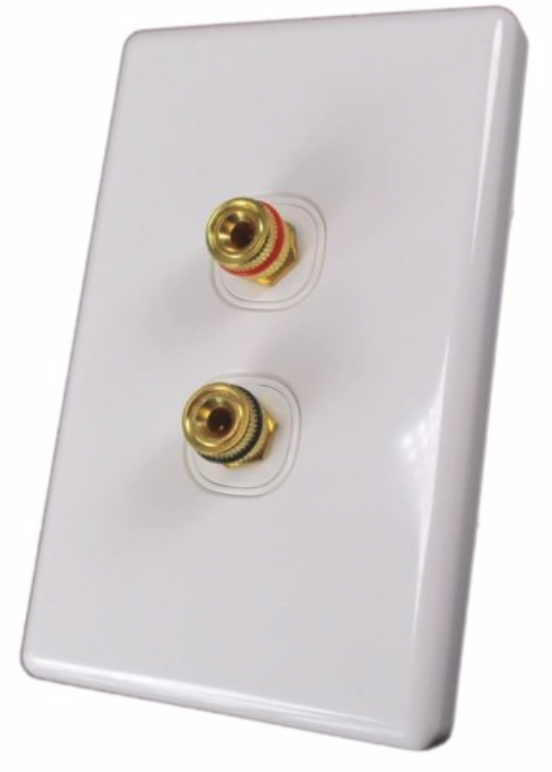 1 Speaker 2 Binding Post Banana Jack Wall Plate Face Plate White 10 Pack Lot