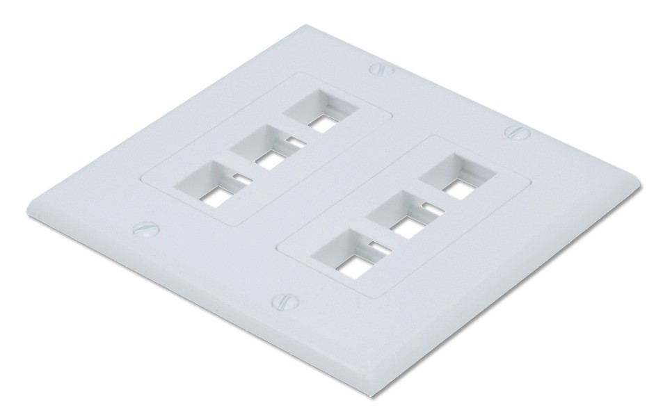 Keystone Wallplate,Double Gang,6 Hole